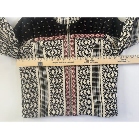 TulaRosa Studded Embroidered Front Zip Womens Small Jacket Art To Wear #6417 - Picture 13 of 16